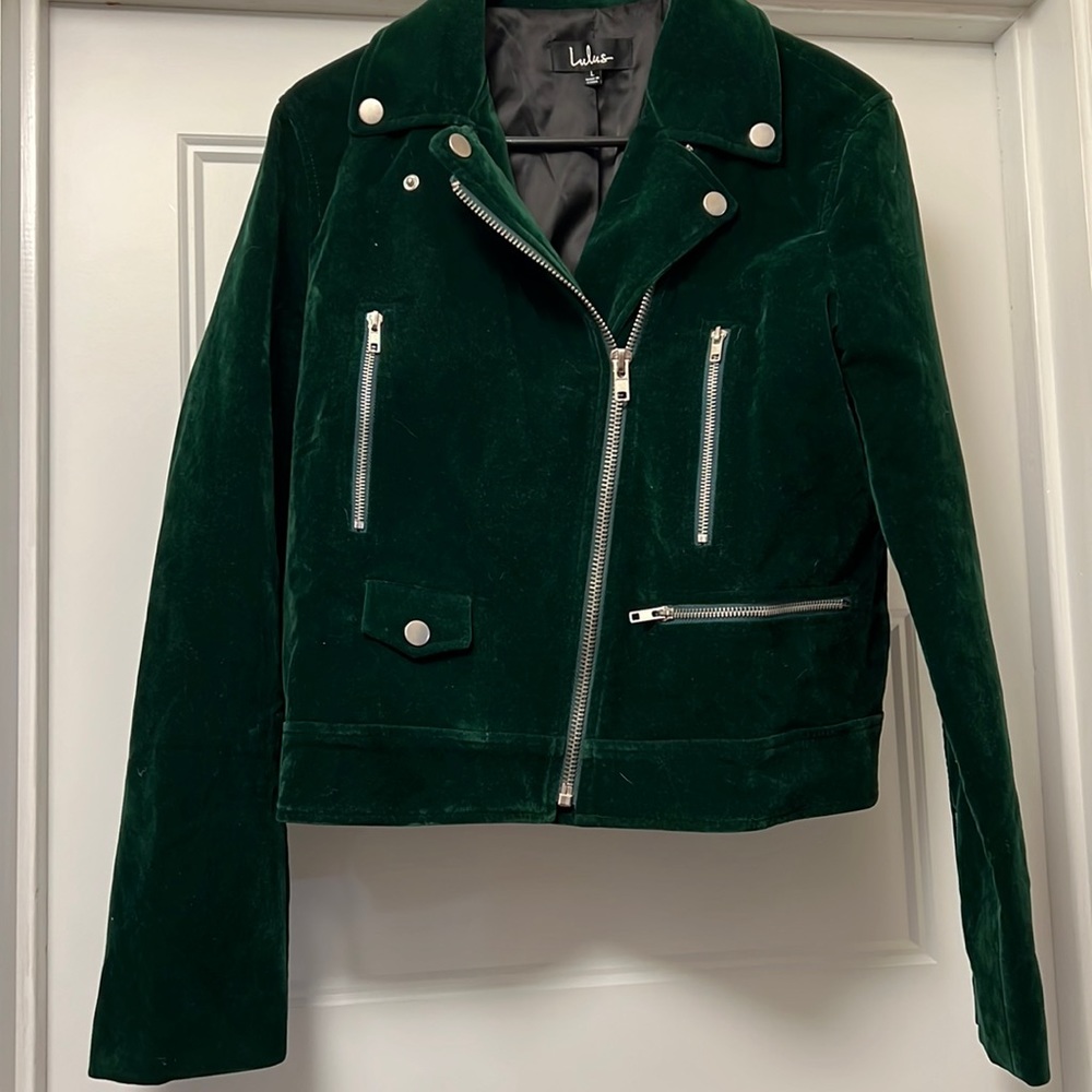 Green Velvet moto jacket